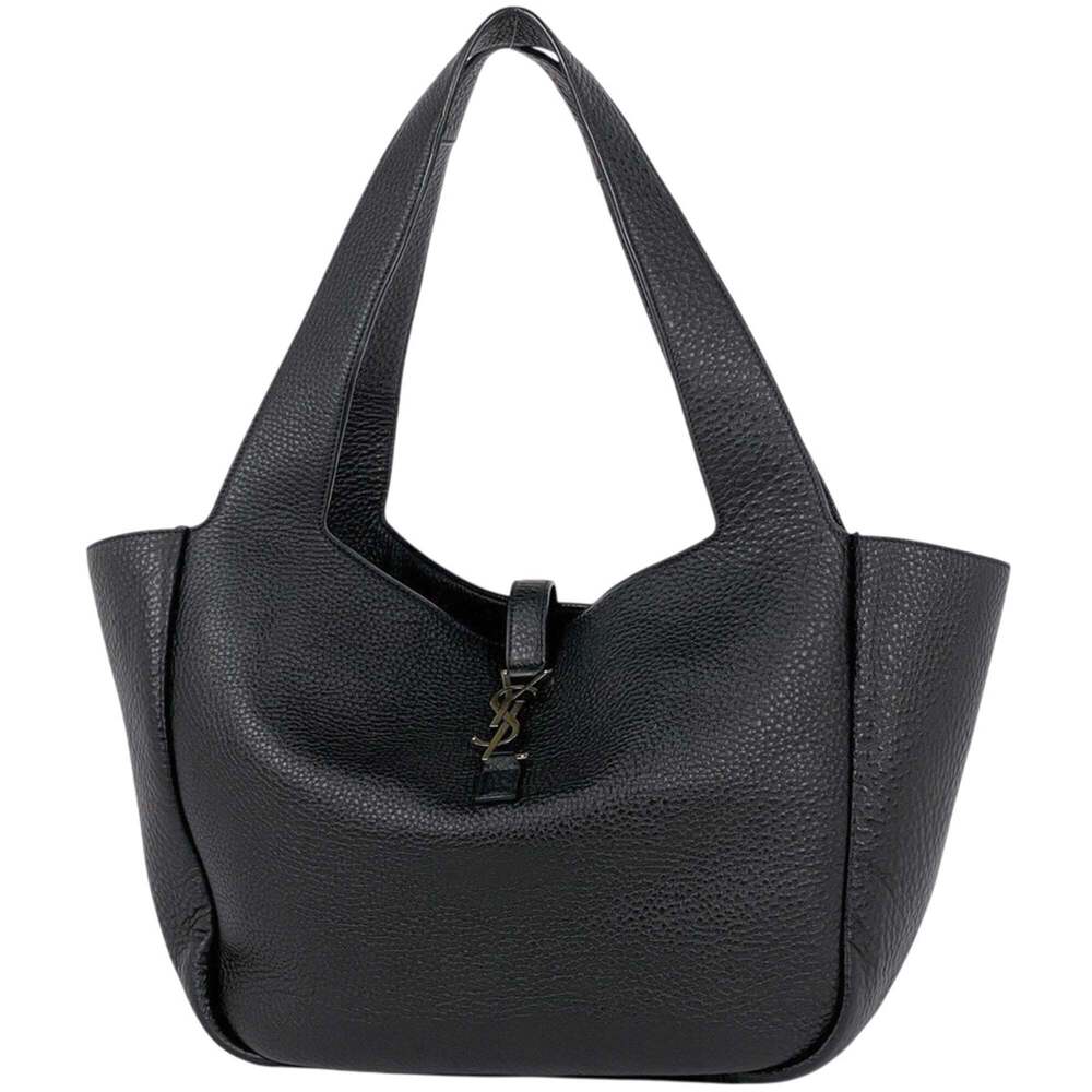 Saint Laurent Le Sancassette Bear Tote Bag, Leather, Black, 763435, Women's